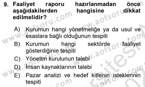 Mesleki Yazışmalar Dersi 2024 - 2025 Yılı (Final) Dönem Sonu Sınav Soruları 9. Soru