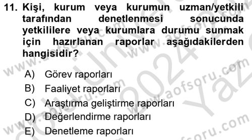 Mesleki Yazışmalar Dersi 2024 - 2025 Yılı Yaz Okulu Sınav Soruları 11. Soru