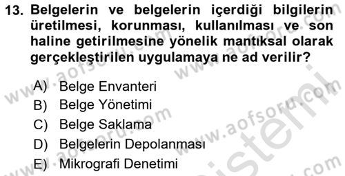 Mesleki Yazışmalar Dersi 2024 - 2025 Yılı Yaz Okulu Sınav Soruları 13. Soru