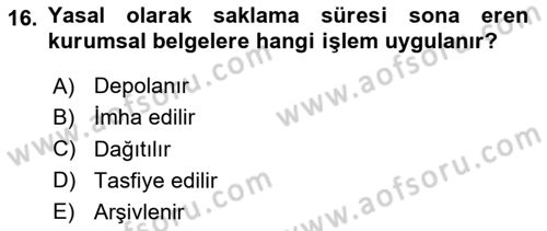 Mesleki Yazışmalar Dersi 2024 - 2025 Yılı Yaz Okulu Sınav Soruları 16. Soru