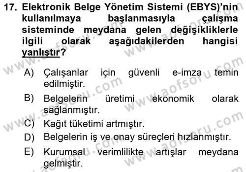 Mesleki Yazışmalar Dersi 2024 - 2025 Yılı Yaz Okulu Sınav Soruları 17. Soru