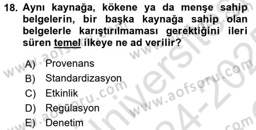 Mesleki Yazışmalar Dersi 2024 - 2025 Yılı Yaz Okulu Sınav Soruları 18. Soru