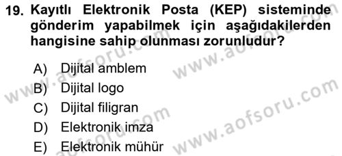 Mesleki Yazışmalar Dersi 2024 - 2025 Yılı Yaz Okulu Sınav Soruları 19. Soru