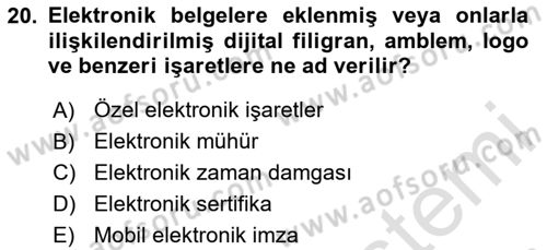 Mesleki Yazışmalar Dersi 2024 - 2025 Yılı Yaz Okulu Sınav Soruları 20. Soru