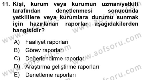 Mesleki Yazışmalar Dersi 2025 - 2026 Yılı (Final) Dönem Sonu Sınav Soruları 11. Soru