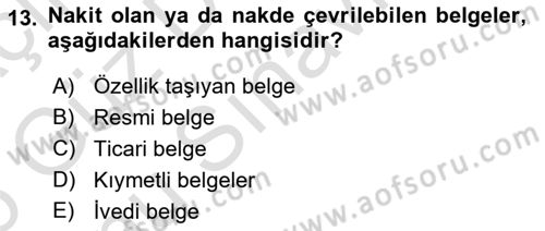 Mesleki Yazışmalar Dersi 2025 - 2026 Yılı (Final) Dönem Sonu Sınav Soruları 13. Soru
