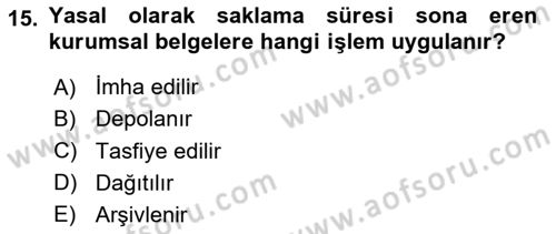 Mesleki Yazışmalar Dersi 2025 - 2026 Yılı (Final) Dönem Sonu Sınav Soruları 15. Soru