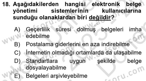 Mesleki Yazışmalar Dersi 2025 - 2026 Yılı (Final) Dönem Sonu Sınav Soruları 18. Soru