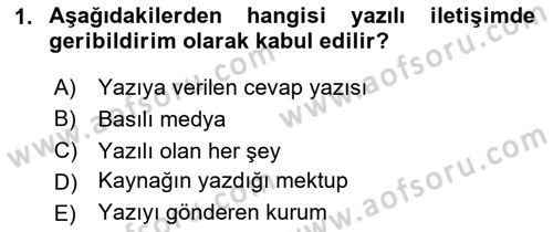 Mesleki Yazışmalar Dersi 2025 - 2026 Yılı Yaz Okulu Sınav Soruları 1. Soru