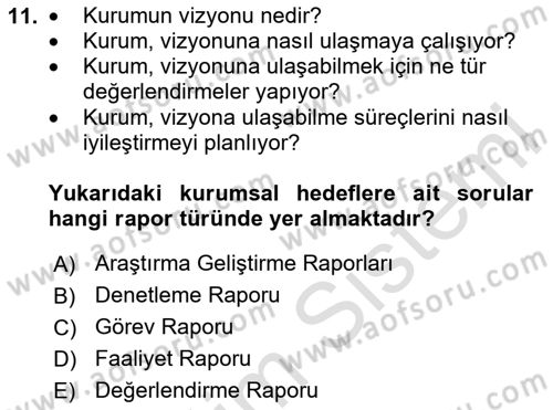 Mesleki Yazışmalar Dersi 2025 - 2026 Yılı Yaz Okulu Sınav Soruları 11. Soru