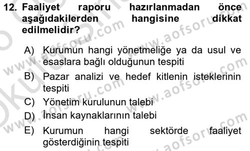 Mesleki Yazışmalar Dersi 2025 - 2026 Yılı Yaz Okulu Sınav Soruları 12. Soru
