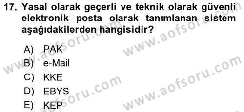 Mesleki Yazışmalar Dersi 2025 - 2026 Yılı Yaz Okulu Sınav Soruları 17. Soru