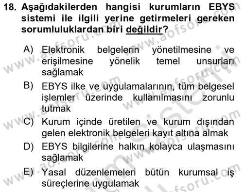 Mesleki Yazışmalar Dersi 2025 - 2026 Yılı Yaz Okulu Sınav Soruları 18. Soru