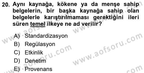 Mesleki Yazışmalar Dersi 2025 - 2026 Yılı Yaz Okulu Sınav Soruları 20. Soru
