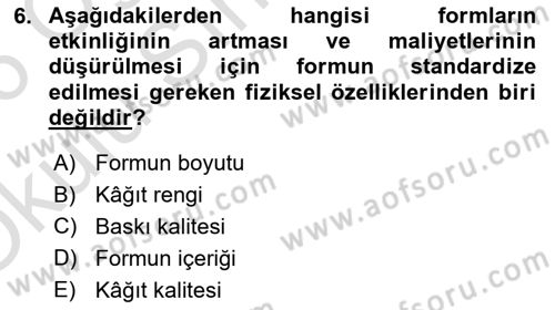 Mesleki Yazışmalar Dersi 2025 - 2026 Yılı Yaz Okulu Sınav Soruları 6. Soru