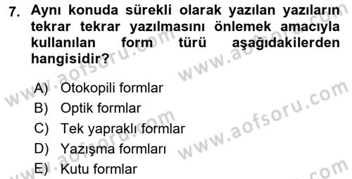 Mesleki Yazışmalar Dersi 2025 - 2026 Yılı Yaz Okulu Sınav Soruları 7. Soru