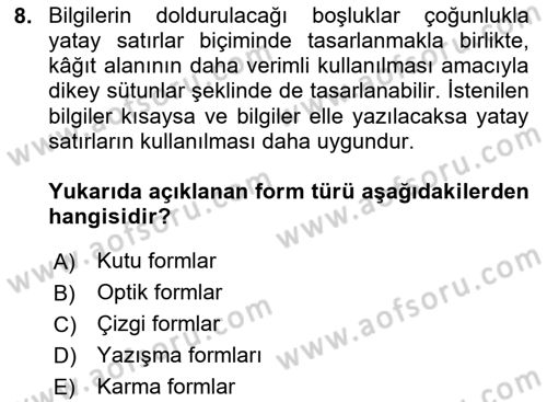 Mesleki Yazışmalar Dersi 2025 - 2026 Yılı Yaz Okulu Sınav Soruları 8. Soru
