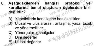 İş Ortamında Protokol Ve Davranış Kuralları Dersi 2012 - 2013 Yılı (Vize) Ara Sınav Soruları 8. Soru