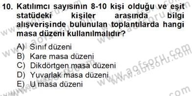 İş Ortamında Protokol Ve Davranış Kuralları Dersi 2012 - 2013 Yılı (Final) Dönem Sonu Sınavı 10. Soru