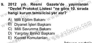 İş Ortamında Protokol Ve Davranış Kuralları Dersi 2013 - 2014 Yılı (Vize) Ara Sınavı 9. Soru