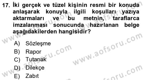 İş Ortamında Protokol Ve Davranış Kuralları Dersi 2016 - 2017 Yılı (Vize) Ara Sınav Soruları 17. Soru