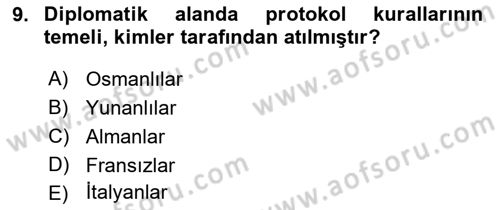 İş Ortamında Protokol Ve Davranış Kuralları Dersi 2016 - 2017 Yılı (Vize) Ara Sınav Soruları 9. Soru