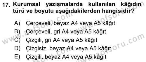İş Ortamında Protokol Ve Davranış Kuralları Dersi 2017 - 2018 Yılı (Vize) Ara Sınav Soruları 17. Soru