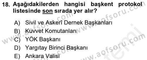 İş Ortamında Protokol Ve Davranış Kuralları Dersi 2017 - 2018 Yılı (Vize) Ara Sınav Soruları 18. Soru