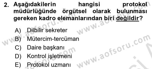 İş Ortamında Protokol Ve Davranış Kuralları Dersi 2021 - 2022 Yılı (Vize) Ara Sınav Soruları 2. Soru