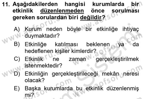 İş Ortamında Protokol Ve Davranış Kuralları Dersi 2021 - 2022 Yılı (Final) Dönem Sonu Sınav Soruları 11. Soru