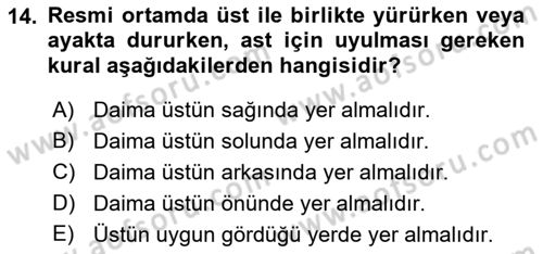 İş Ortamında Protokol Ve Davranış Kuralları Dersi 2021 - 2022 Yılı (Final) Dönem Sonu Sınav Soruları 14. Soru