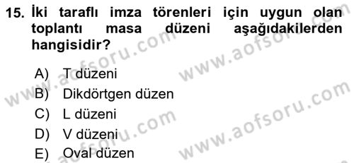 İş Ortamında Protokol Ve Davranış Kuralları Dersi 2021 - 2022 Yılı (Final) Dönem Sonu Sınav Soruları 15. Soru