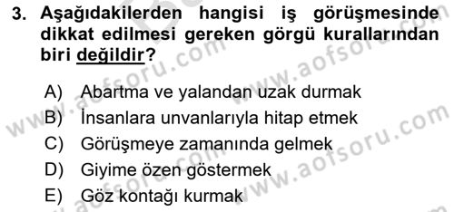 İş Ortamında Protokol Ve Davranış Kuralları Dersi 2021 - 2022 Yılı (Final) Dönem Sonu Sınav Soruları 3. Soru
