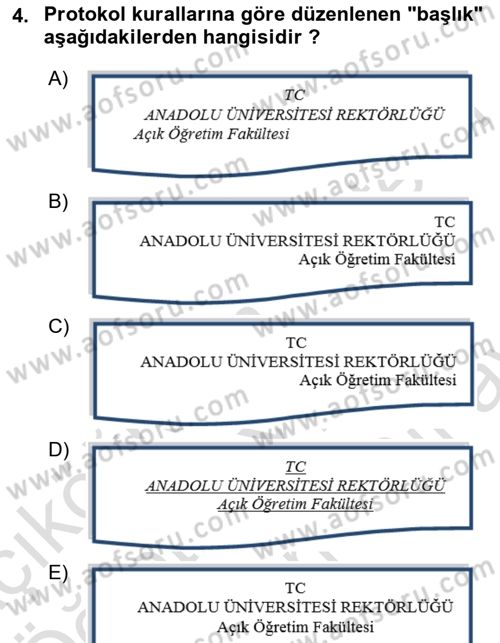 İş Ortamında Protokol Ve Davranış Kuralları Dersi 2021 - 2022 Yılı (Final) Dönem Sonu Sınav Soruları 4. Soru