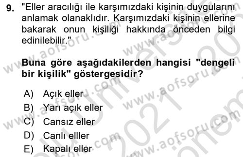 İş Ortamında Protokol Ve Davranış Kuralları Dersi 2021 - 2022 Yılı (Final) Dönem Sonu Sınav Soruları 9. Soru
