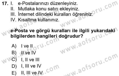 İş Ortamında Protokol Ve Davranış Kuralları Dersi 2023 - 2024 Yılı (Vize) Ara Sınav Soruları 17. Soru