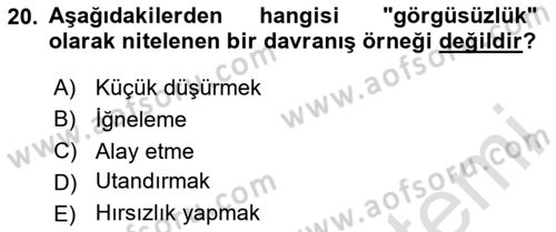 İş Ortamında Protokol Ve Davranış Kuralları Dersi 2023 - 2024 Yılı (Vize) Ara Sınav Soruları 20. Soru