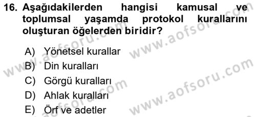 İş Ortamında Protokol Ve Davranış Kuralları Dersi 2023 - 2024 Yılı (Final) Dönem Sonu Sınav Soruları 16. Soru