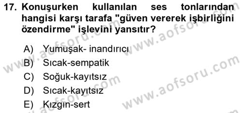 İş Ortamında Protokol Ve Davranış Kuralları Dersi 2023 - 2024 Yılı (Final) Dönem Sonu Sınav Soruları 17. Soru