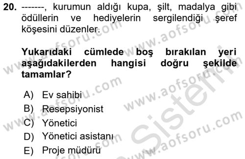 İş Ortamında Protokol Ve Davranış Kuralları Dersi 2023 - 2024 Yılı (Final) Dönem Sonu Sınav Soruları 20. Soru