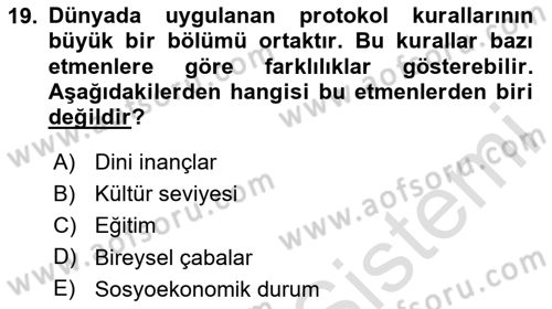 İş Ortamında Protokol Ve Davranış Kuralları Dersi 2024 - 2025 Yılı Yaz Okulu Sınav Soruları 19. Soru