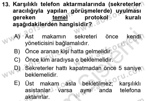 İş Ortamında Protokol Ve Davranış Kuralları Dersi 2025 - 2026 Yılı (Vize) Ara Sınav Soruları 13. Soru