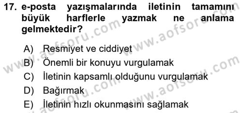 İş Ortamında Protokol Ve Davranış Kuralları Dersi 2025 - 2026 Yılı (Vize) Ara Sınav Soruları 17. Soru