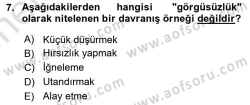 İş Ortamında Protokol Ve Davranış Kuralları Dersi 2025 - 2026 Yılı (Vize) Ara Sınav Soruları 7. Soru