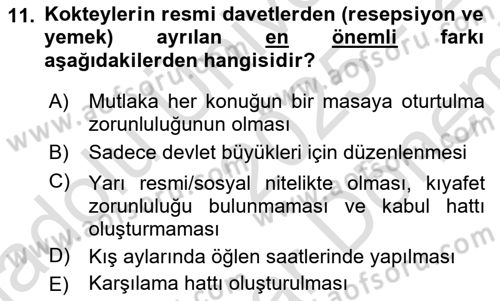 İş Ortamında Protokol Ve Davranış Kuralları Dersi 2025 - 2026 Yılı (Final) Dönem Sonu Sınav Soruları 11. Soru