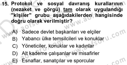 İş Ortamında Protokol Ve Davranış Kuralları Dersi 2025 - 2026 Yılı (Final) Dönem Sonu Sınav Soruları 15. Soru