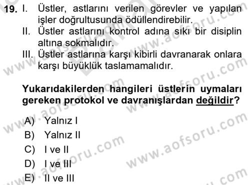 İş Ortamında Protokol Ve Davranış Kuralları Dersi 2025 - 2026 Yılı (Final) Dönem Sonu Sınav Soruları 19. Soru