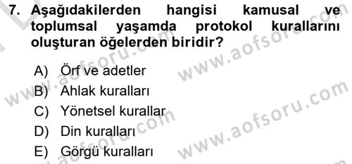 İş Ortamında Protokol Ve Davranış Kuralları Dersi 2025 - 2026 Yılı (Final) Dönem Sonu Sınav Soruları 7. Soru