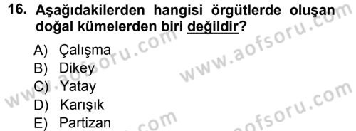 Yönetici Asistanlığı Dersi 2012 - 2013 Yılı (Vize) Ara Sınav Soruları 16. Soru