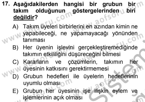 Yönetici Asistanlığı Dersi 2012 - 2013 Yılı (Vize) Ara Sınav Soruları 17. Soru
